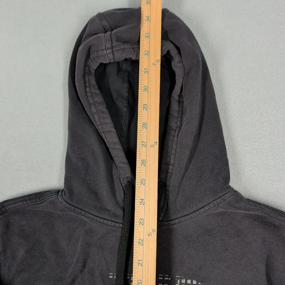 The North Face Hoodie Mens Small Black‎ Grid Logo Splatter Sleeve Pullover